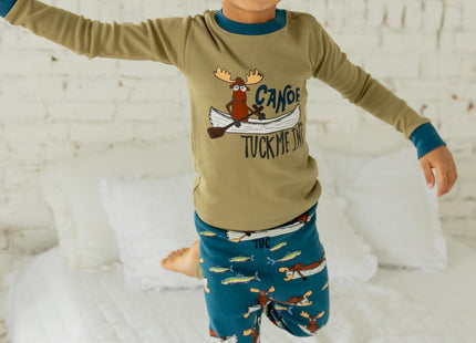 LazyOne Long-Sleeved Kids' Pajamas for Girls and Boys, Canoe Tuck Me In, 10