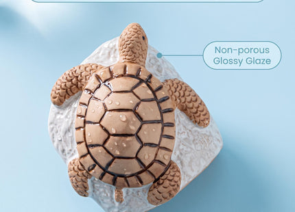 Ceramic Sea Turtle Sponge Holder White Coastal Kitchen Sink Caddy Organizer