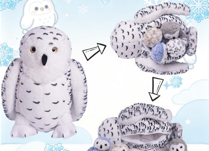 5 PCS Snowy Owl Stuffed Animal Set, 12'' Mommy Owl Plush Toy with 4 Babies