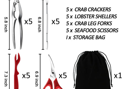 Seafood Crab Crackers and Tools, 21 Pcs Crab Leg Crackers Tools, Lobster Crackers and Picks Set, Crab Utensils Seafood Tools, Crab Forks Scissors Lobster Shellers, mobzio Nut Cracker Set for Crab Legs
