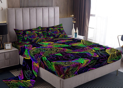 Feelyou Sea Turtle Sheet Set Ocean Animal Bed Sheet Trippy Bohemia Bedding 1 Flat Sheet & 1 Fitted Sheet with 2 Pillowcases (Full)