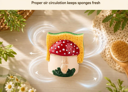 dgudgu Mushroom Kitchen Sponge Holder Cute Resin Sink Caddy Organizer Decor
