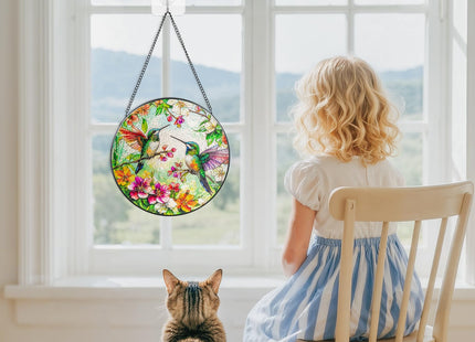 Rosporxin Hummingbird Suncatcher Stained Glass Window Hanging