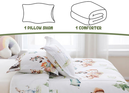 Yibeizi Camper Animal Print Comforter Set Twin Woodland Bedding