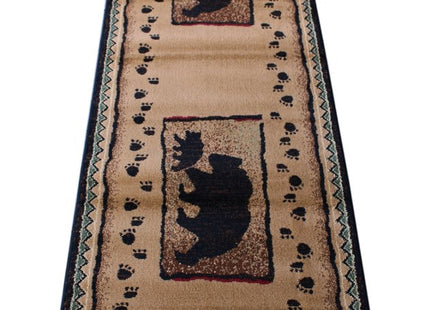 Cabin Lodge Long Runner Area Rug with Bear and Cub Image (2 Feet 4 Inch X 10 Feet 10 Inch) Runner