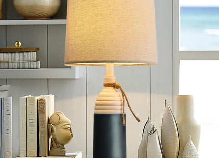 OYEARS 23.75" Table Lamp for Bedroom, Bedside Table Lamp for Living Room, Farmhouse Lamp for Nightstand, Modern Coastal Nautical Lamp Decor, Ocean Beach Style, Navy Blue