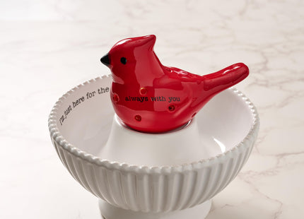 Mud Pie Light Up Cardinal Sitter, Red Ceramic LED Cardinal Bird Decor