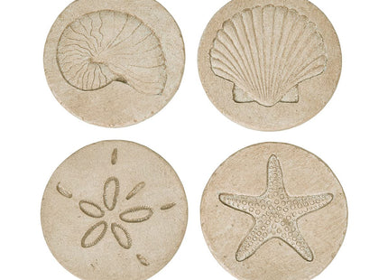 Beach Coasters for Drink 4PCS Absorbent Starfish Seashell Round Coasters