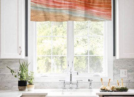 RisQiten Burnt Orange Ombre Coastal Valances for Windows, Summer Nautical Beach Kitchen Curtains Window Treatment Decor, Ocean Seaside Rod Pocket Short Window Valances for Living Room/Bedroom 54"x18"