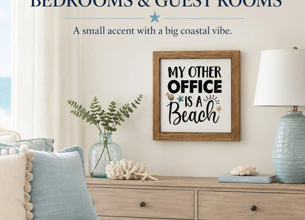 pechpell Beach Office Decor Wooden Sign Coastal Wall Art for Shelf Desk