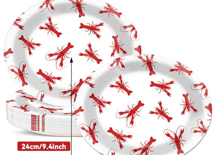 50 PCS Crawfish boil Oval Paper Plates Large 11” Disposable Red Grid Pattern Party Decorations Barbecue Tray Supplies Favor for Lobster BBQ Gathering Picnic Cookout Carnival Birthday Tableware Set