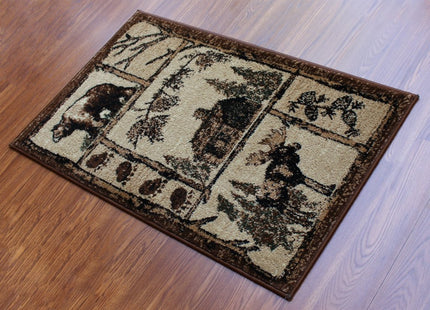 Masada Rugs, Bear Cabin Moose Area Rug (2 Feet x 3 Feet 2 Inch) Mat.