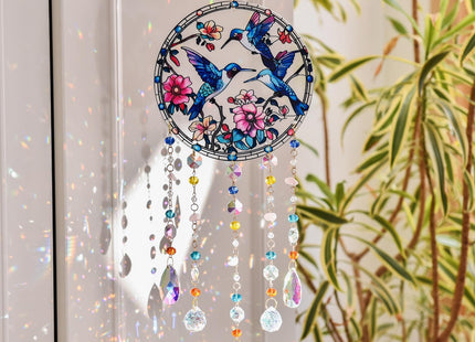 Hummingbird Suncatcher with Crystal Prism, Hummingbird Gift for Women Girl