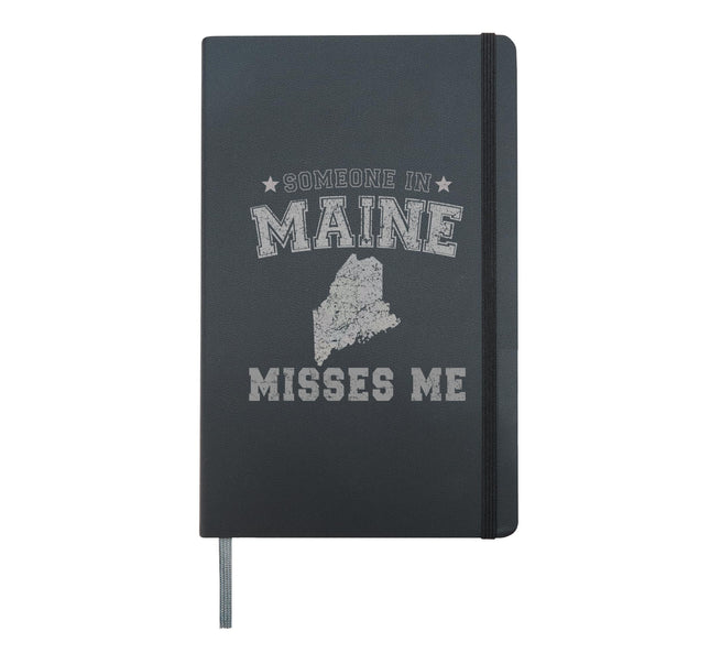 Someone In Maine Misses Me Heart Vintage State Hardcover Journal, Black