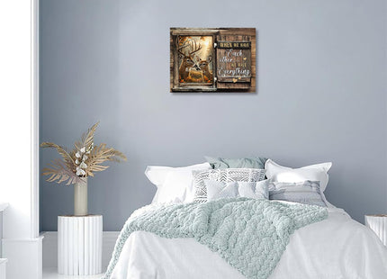 Farmhouse Deer Couple Decor Wall Art, Rustic Country Pictures 12"x16"