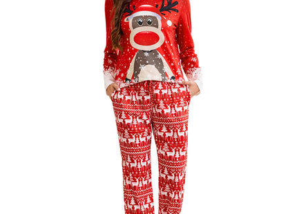 difficort Womens Christmas Pajamas 2 piece Set,Red Christmas Moose,S