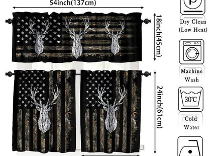 wlsgdsg American Flag Valance Curtains for Boys Teen Room, Deer Hunting Woodland