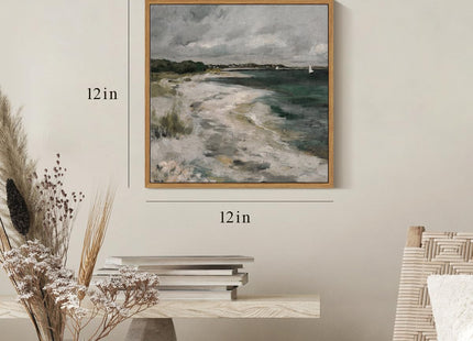 InSimSea Square Framed Canvas Wall Art, Room Decor Scenery Clouds Coastal Seaside Canvas Oil Painting Home Wall Decor Artwork, Classical Art Prints Decor for Living Room, Bedroom, Office 12"x12"