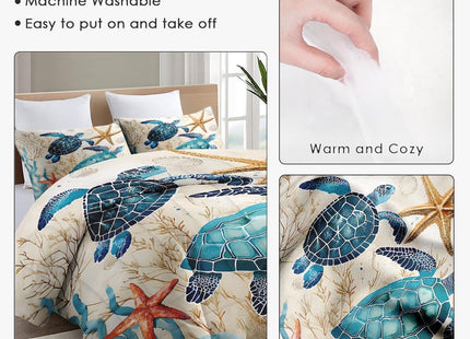 WeCozy Full Comforter Set, 3 Pieces Blue Ocean Bedding Set