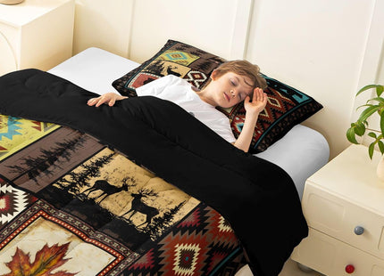 Erosebridal Rustic Cabin Toddler Comforter Set Western Country Farmhouse Bedding Set Hunting Bear Deer Comforter for Kids Boys Girls,Bass Fishing Quilt Duvet