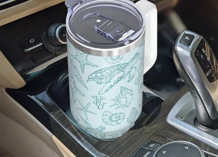 40oz Beach Sea Turtle Tumbler with Handle Cup, Sea Turtle Gifts for Women