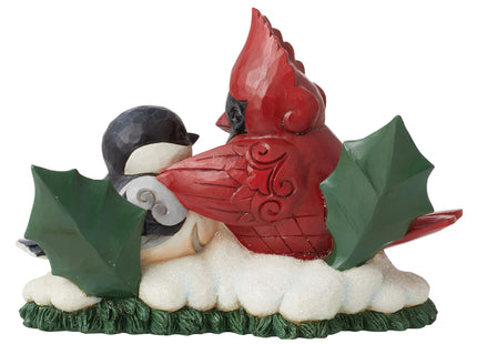 Enesco Jim Shore Heartwood Creek Highland Cardinal and Chickadee Sharing Brand Figurine, 4.33 Inch, Multicolor