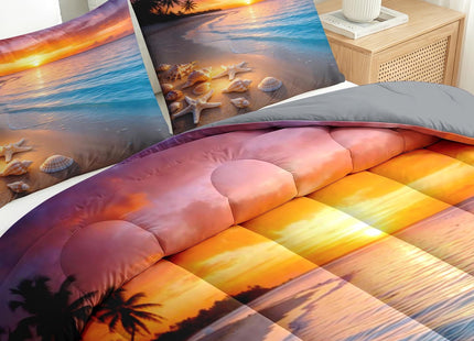 Nesker Full Comforter Set, 3 Pieces Beach Seashell Bedding, All Season