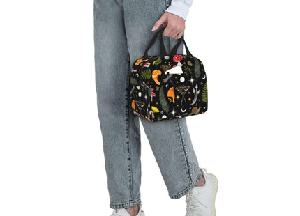 Siiuuol Wild Forest Mushrooms Moth Moon Insulated Lunch Bag