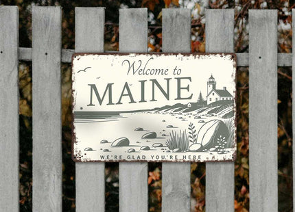 Funny Signs Metal Tin Poster 8x12inch Welcome - Maine Home Wall Art Decoration Painting For Home Yard Sign Outdoor Lawn Garden Office Decor
