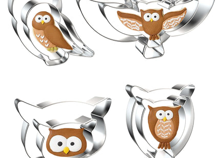 Owl Cookie Cutter Set - Large and Small - Spread Wings Owl, Owl Face, Owl Head, Great Horned Owl - 8 Pieces Bird Animal Stainless Steel Metal Biscuit Fondant Mold Cookie Cutters Shapes for Baking