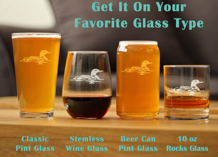 Bevvee Loon - Stemless Wine Glass - Fun Bird Themed Gifts and Decor for Outdoor Lovers - Large 17 Ounce