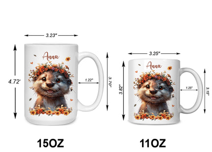 Hyturtle Personalized Cute Otter Coffee Mug - Gift For Otter Lover - Just A Girl Who Loves Otters - Otter Gift For Women - Animal Lover Gift - Birthday - Custom Coffee Cup Ceramic Mug 11oz - 15oz