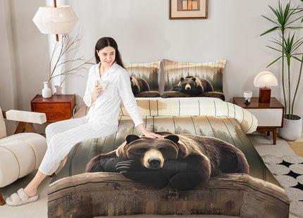 Erosebridal Black Bear Bedding Set Woodland Hunting Animal Comforter Set