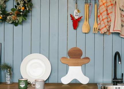 Reallnaive Christmas Gingerbread Man Marble Cheese Board Charcuterie Cutting Tray Marble Serving Decorative for Decoration Charcuterie Kitchen
