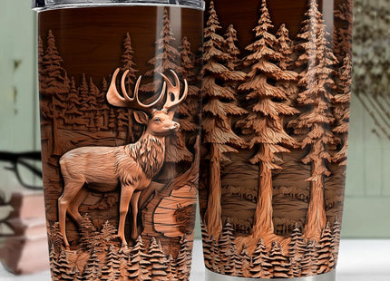 Deer Tumbler 20oz Stainless Steel Insulated Tumblers Coffee Travel Mug Cup Deer Gifts for Men Gift for Birthday Christmas