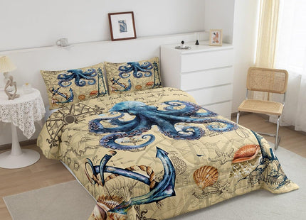 Feelyou Octopus Ocean Kraken Comforter Set Queen Size Girls Boys Bedding