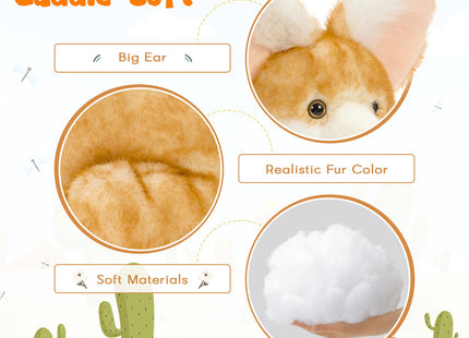 Karister Fennec Fox Plush Toy with 3 Babies, 17.4" Fox Stuffed Animal