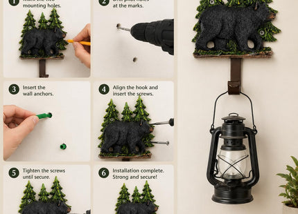 Comfy Hour 8 Inch Bear Wall Hook, Black Bear Wall Decor