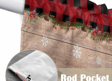Christmas Swag Curtains, Snowman Snowflake Scene Winter Swag Valances for Windows Rod Pocket Pine Tree Kitchen Curtains Valances Scalloped Valance/Swag Xmas Window Treatment (28" W x 36" L Each Panel)