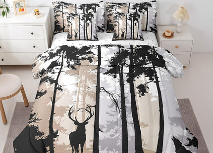 Erosebridal Rustic Deer Comforter Set Cabin 7 Piece,Vintage Elk Queen