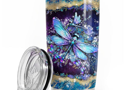 SANDJEST Dragonfly Tumbler 20oz Stainless Steel Insulated Coffee Travel Mug Cup Dragonfly Gifts for Women Girls on Birthday Christmas Mothers Day