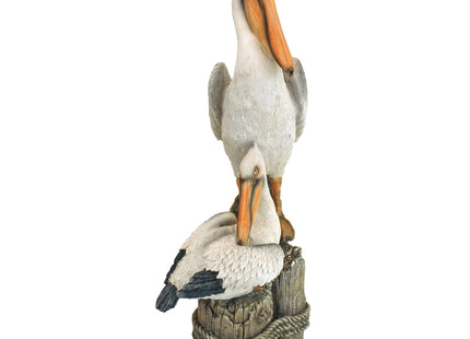 Design Toscano Coastal Decor Ocean's Perch Pelicans Garden Bird Statue, 9 Inch Wide, 24 Inch Tall, Cast Stone Resin, Full Color Finish