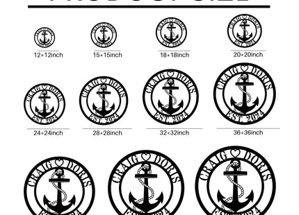 Personalized Anchor Metal Signs, Custom Anchor Nautical Name Sign, Monogram Large Metal Wall Decor, Last Name Sign, Present for Baba