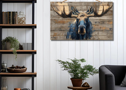 Personalized Moose Wall Decor Rustic Wooden Plaque Cabin Wildlife Artwork