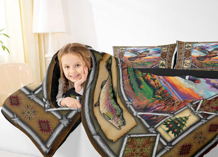 Feelyou Pheasant Hunting Comforter Set Toddler Size Lake Lodge Cabin Bedding Set for Kids Boys Girls Farmhouse Duvet Quilt Soft Lightweight Microfiber Bedroom Decor,with 1 Pillow Case