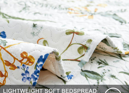 Jarson Country Floral Quilts Bedspreads King Size, 3Pcs Lightweight Spring Summer Quilt Set Botanical Flowers Coverlets Reverisible Rustic Lodge Bedding Pillow Shams