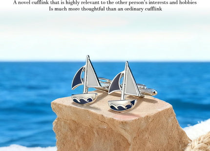 HAWSON Sailboat Cufflinks for Men, Yacht Boat Nautical Sailing Gifts for Sailor Captain Husband Dad Tall Ships Festival