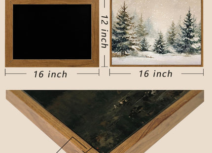 ARPEOTCY Vintage Winter Christmas Framed Wall Art, Forst Pine Tree, 12x16In