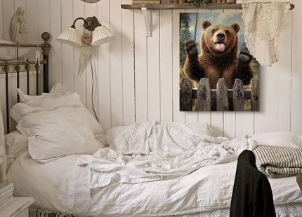 Nature Forest Bear Wall Art Country Wild Animals Forest Canvas Pictures Wall Decor Brown Bear Prints Framed Artwork for Modern Home Bedroom Kitchen Living Room Decoration 12"x16"