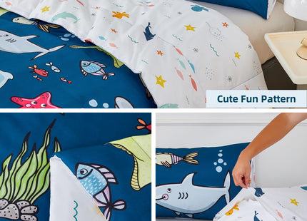 WINLIFE Shark Comforter Set Queen Size for Boys Teen Ocean Themed